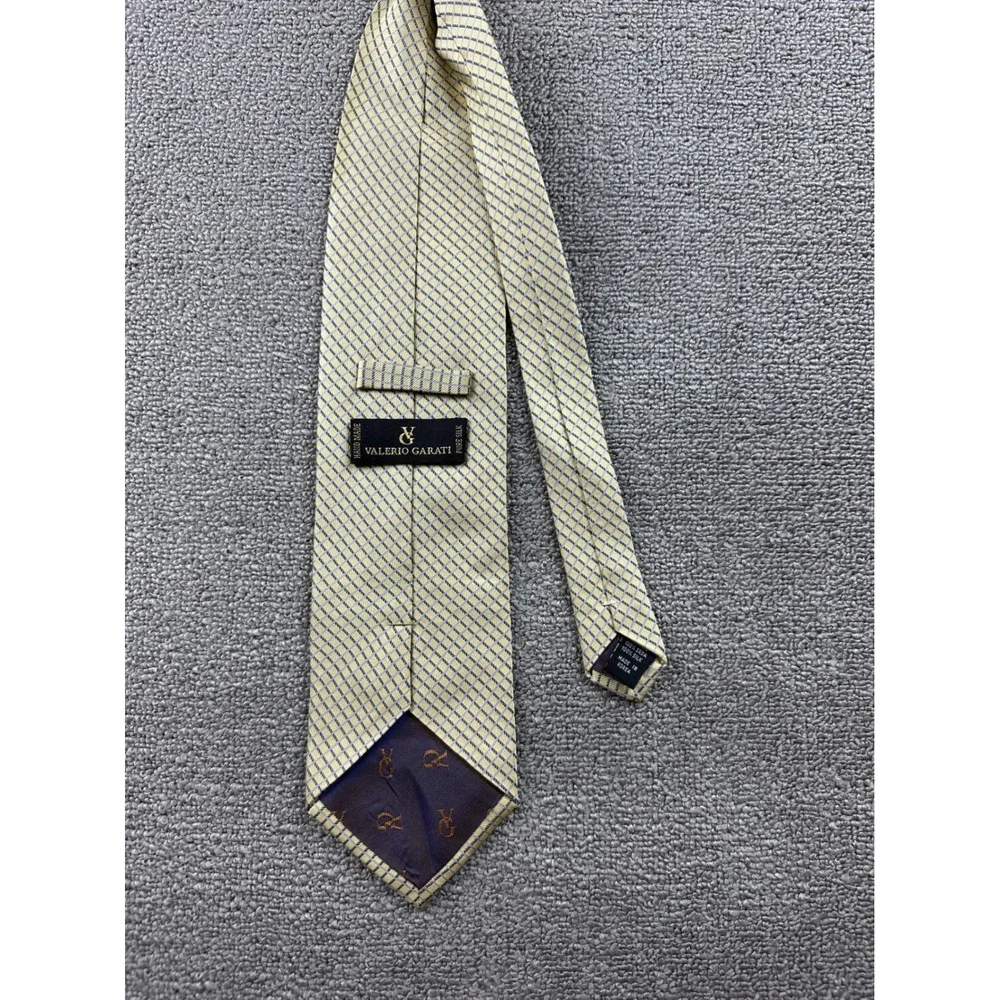 Valerio Garati Men Necktie Yellow Blue 100% Pure Silk Handmade Korea Made Luxury